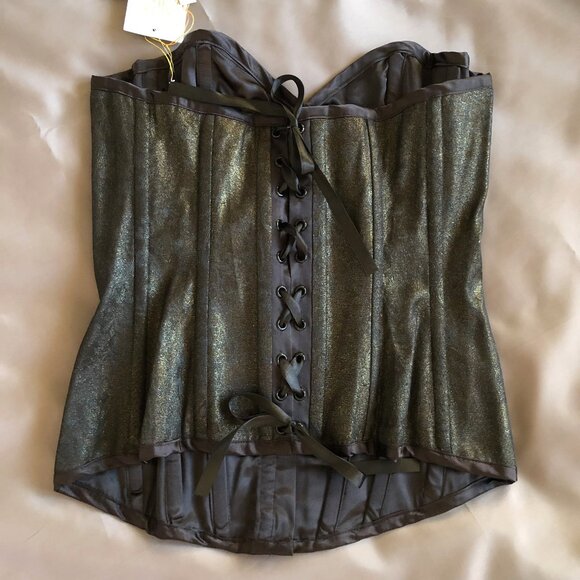 Guess Gold Black Metallic Stretch Bustier NWT - Picture 4 of 9